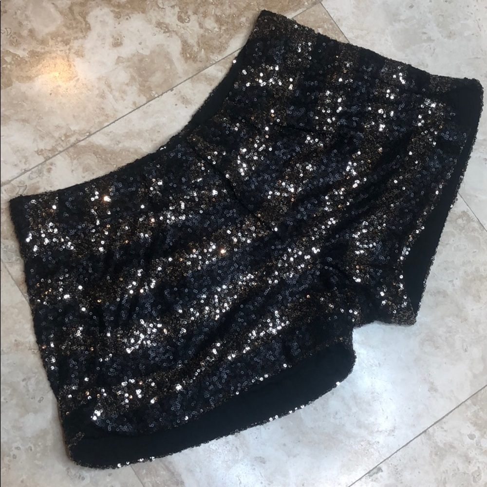 MM Couture Black/Gold Sequin Shorts